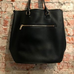 JCrew Tote, Black with Cobalt Blue Interior